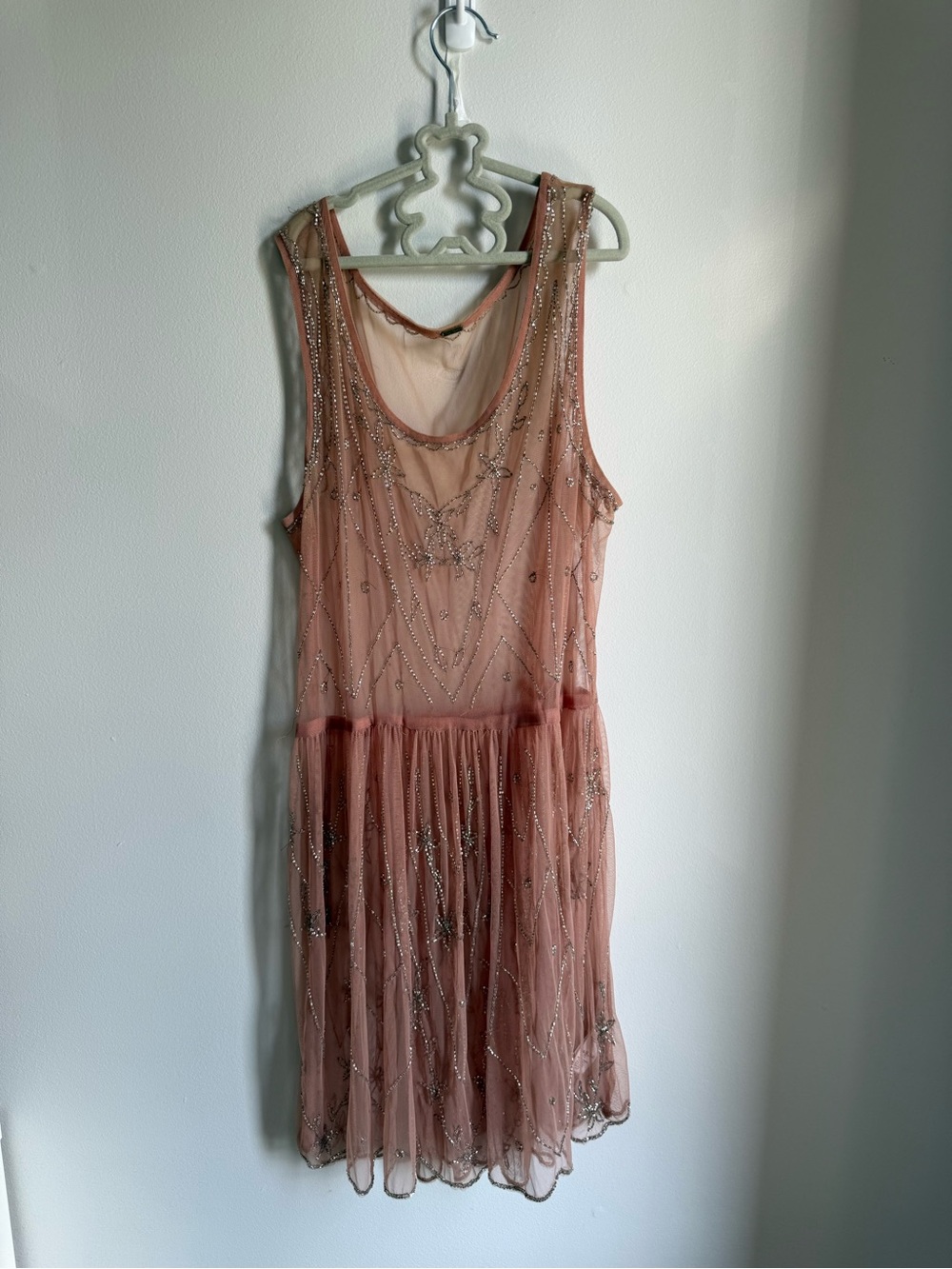 Free People Elegant Blush Beaded Sleeveless Dress